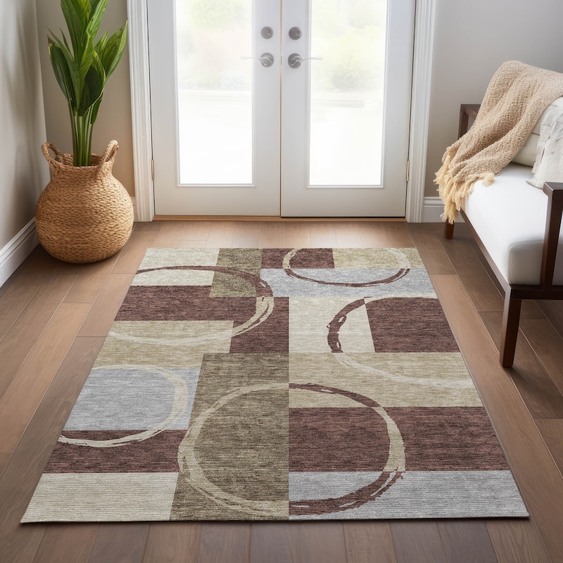Machine Washable Indoor/ Outdoor Contemporary Chantille Rug