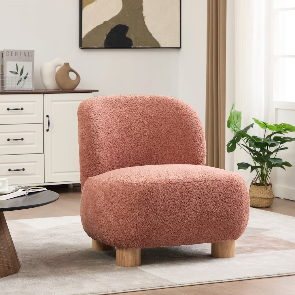 Christopher Knight Home - Modern Boucle Upholstered Accent Chair with Solid Rubberwood Legs