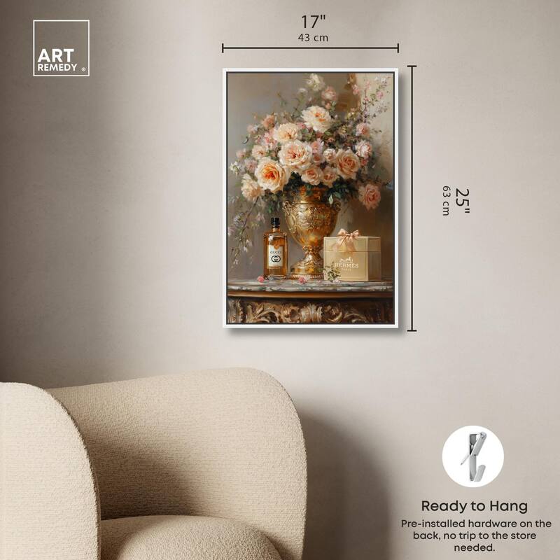 Classical Vase Tans and Floral Canvas by Art Remedy