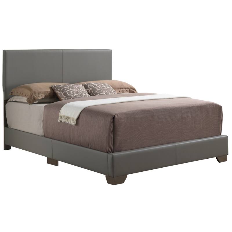 Queen Size Faux Leather Panel Bed with Foam Support