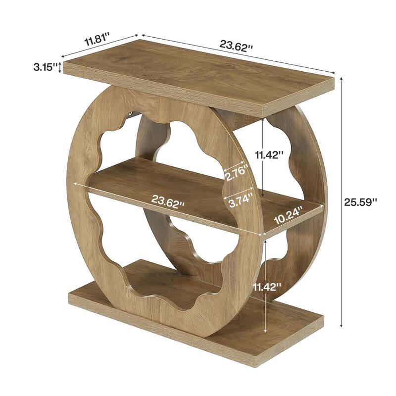 3 Tier End Side Table for Living Room, Bedroom, Elegant Curved Structure
