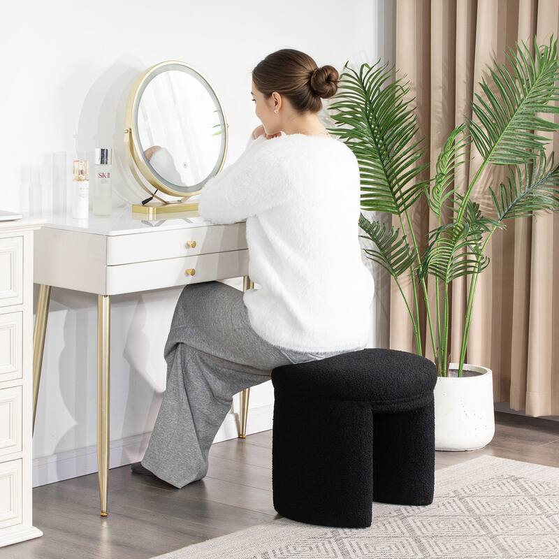 Adeco Ottoman Small Teddy Low Foot Stool Vanity Stool