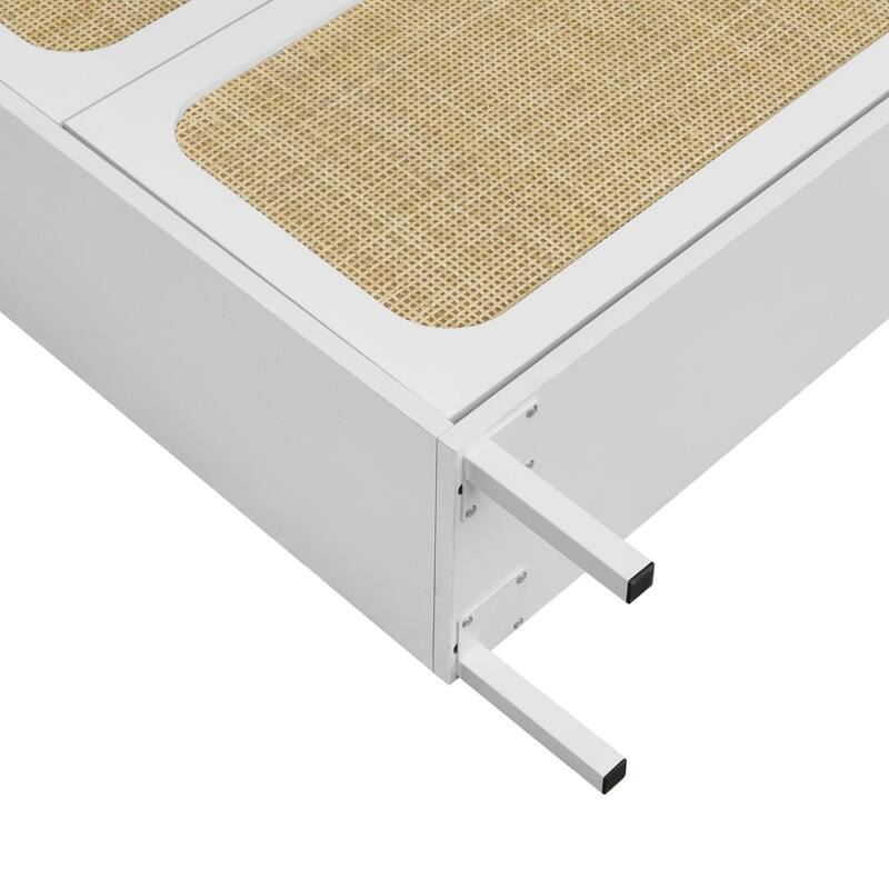 Freestanding Modern Shoe Rack Storage with 3 Natural Rattan Door