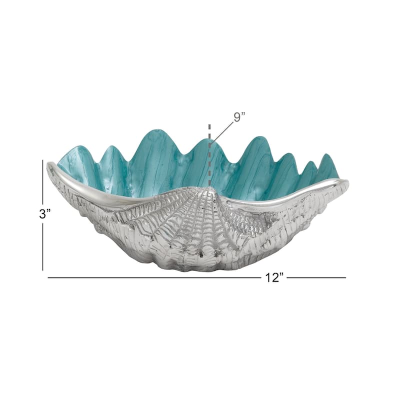 Aluminum Metal Shell Shell Serving Bowl with Enamel Interior - Teal - Roche River Decor
