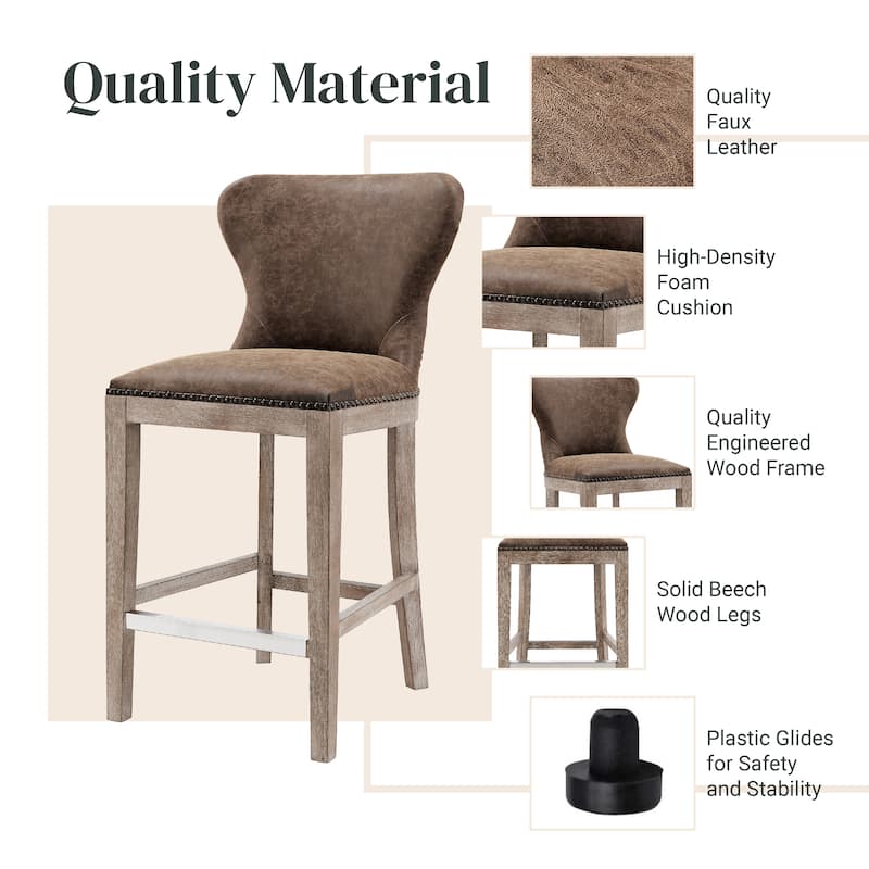 NPD Furniture Dorsey Brown and Grey Nubuck Counter Stool