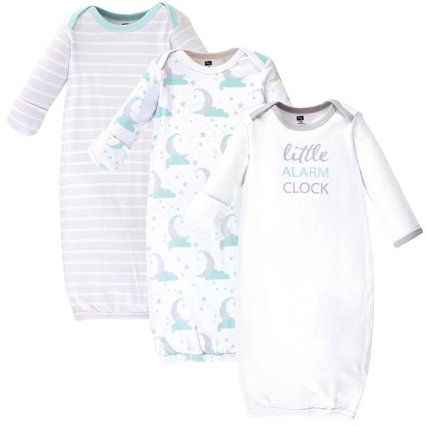 slide 1 of 1, Hudson Baby Infant Boy Cotton Long-Sleeve Gowns 3pk, Alarm Clock 0-6 Months - Alarm Clock