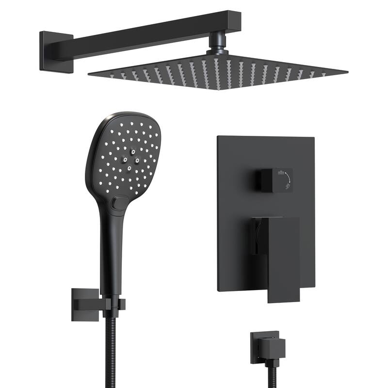 GRANDJOY 10" Dual Rain and Handheld Shower System with 3‑Mode Spray and Pressure‑Balanced Valve