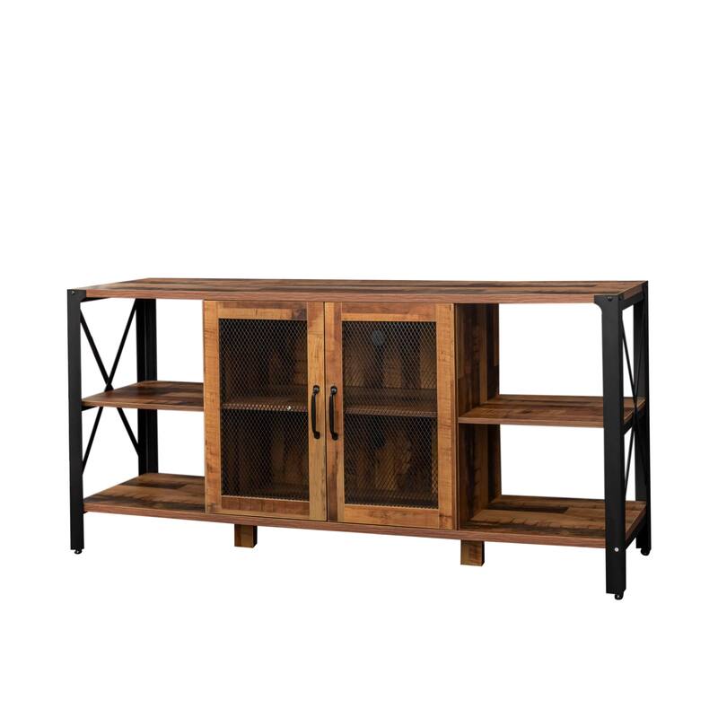 GDF Studio - Aishley Industrial Farmhouse 70.87" Wide TV Stand with Metal Frame and Open Storage Shelves