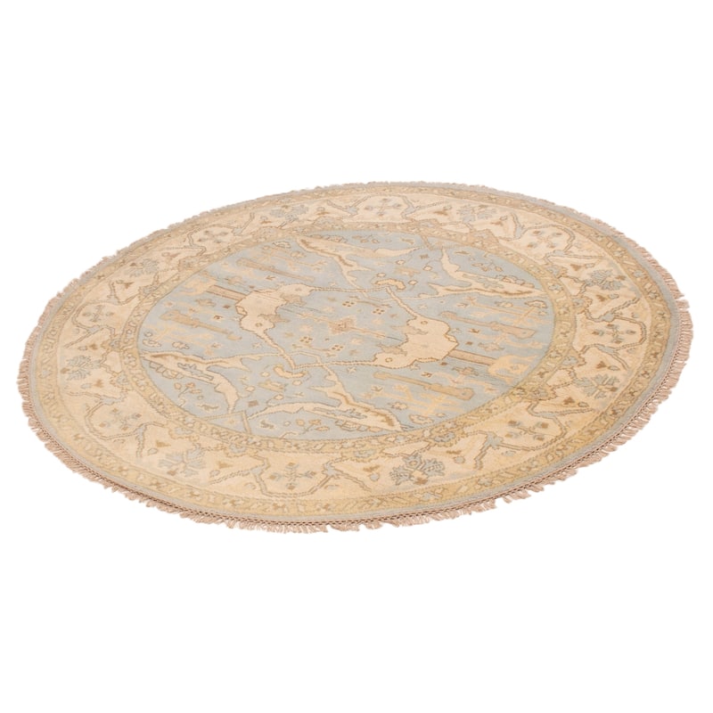 ECARPETGALLERY Hand-knotted Royal Oushak Light Blue Wool Rug - 6'0 x 5'10