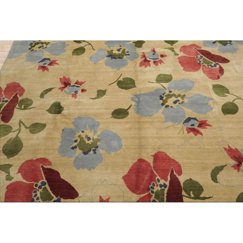 Hand Knotted Pistacchio Tibetan Wool Transitional Oriental Area Rug - 7' 11'' x 10' 3''
