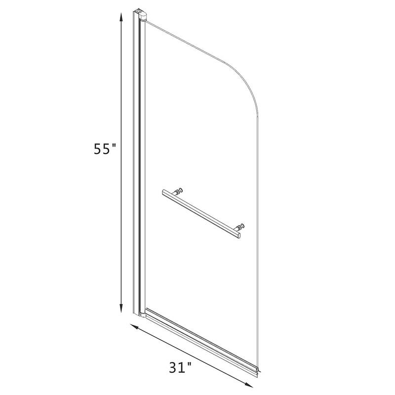 31 in. W x 55 in. H Frameless Fixed Glass Panel Shower Door