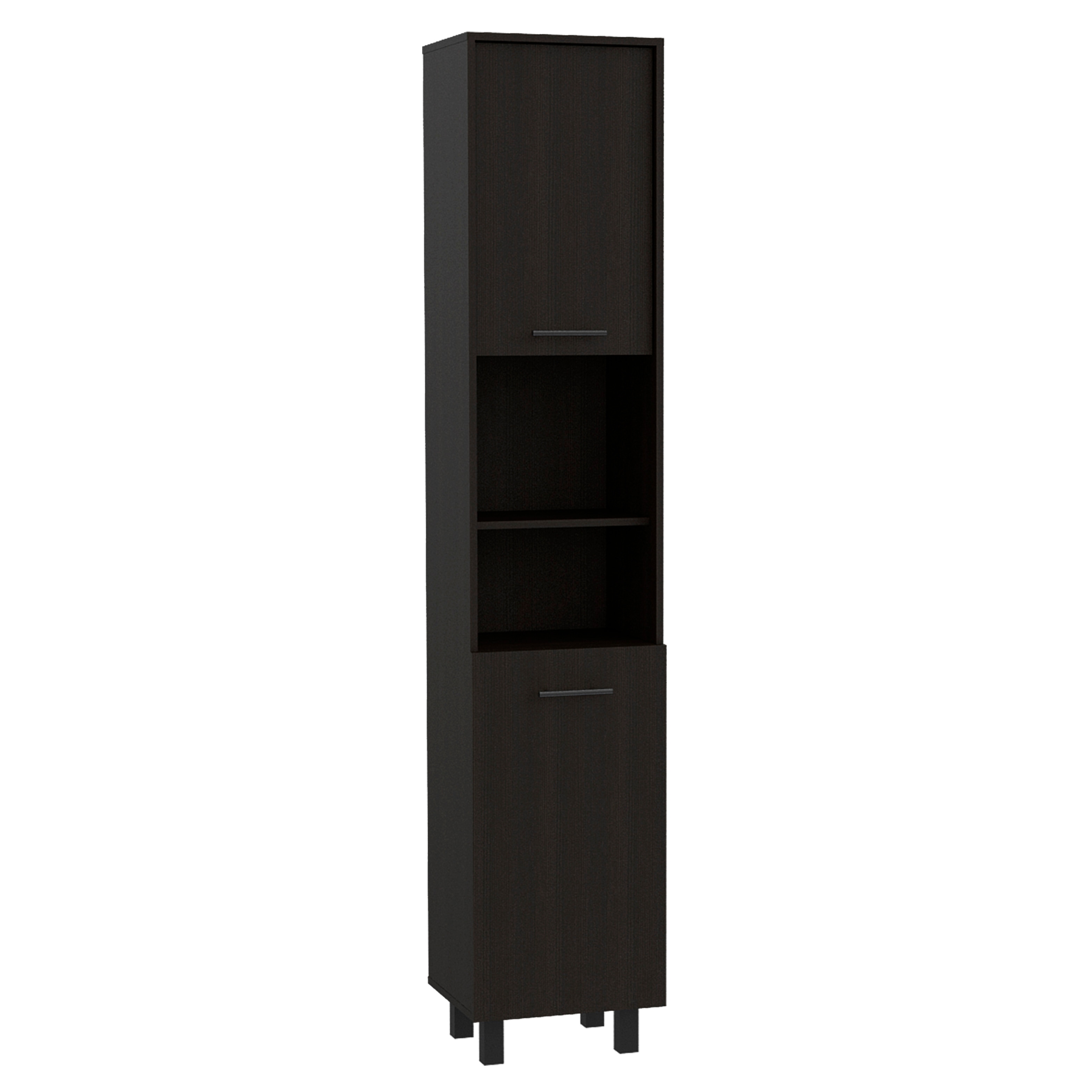 2-Door Pantry Cabinet, With Two 2-Cabinet Spaces And Two Open Shelves