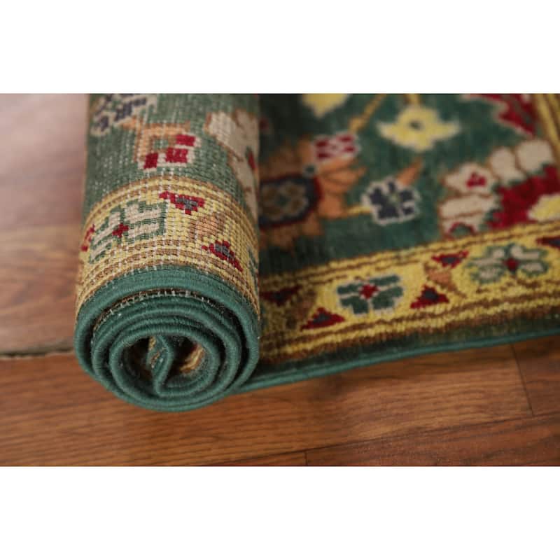 Green Floral Kazak Oriental Foyer Rug Hand-Knotted Wool Carpet - 2'0" x 3'0"