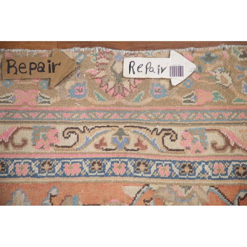 Hand Knotted Oriental 100% Wool Carpet Traditional Floral Oranges & Rust Mashad Area Rug - 11' 2'' X 8' 1''