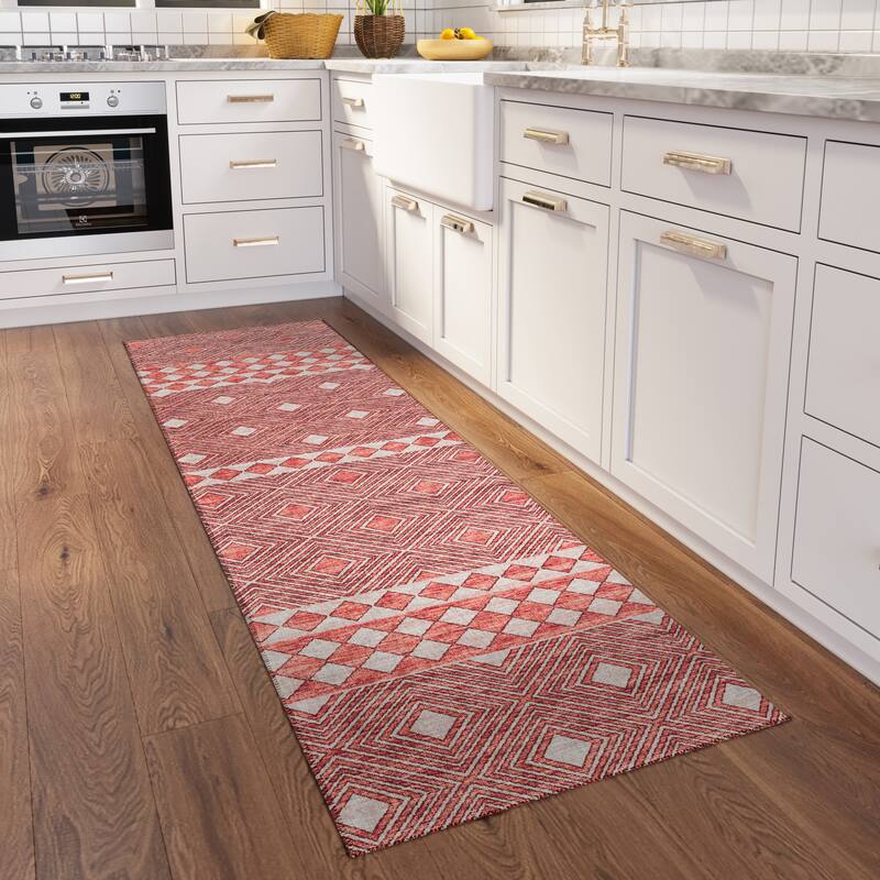 Indoor/ Outdoor Addison Yuma Geometric Southwest Washable Rug - 2'3" x 7'6" - Canyon