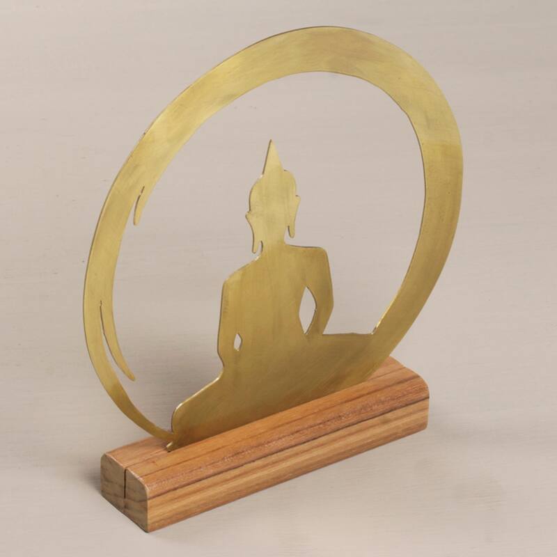 Novica Handmade Sitting Buddha Dome Brass Sculpture