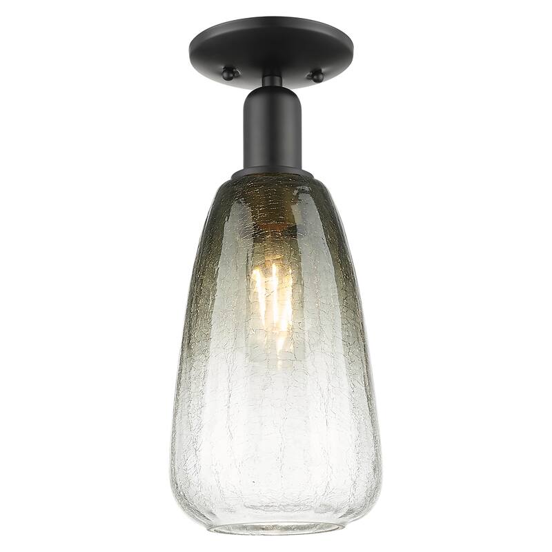 Innovations Lighting Downtown Urban - Brookhaven Almond - 1 Light 6" Semi-Flush Mount Light - Slate Shade/Matte Black