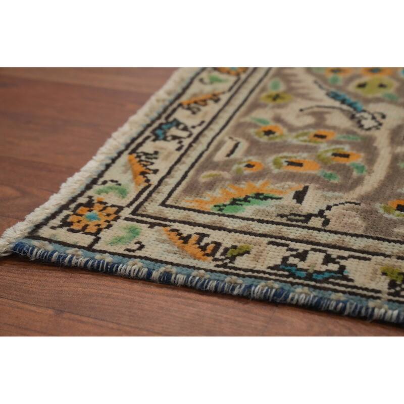 Hand Knotted Oriental 100% Wool Carpet Traditional Floral Green Tabriz Area Rug - 9' 0'' X 6' 3''