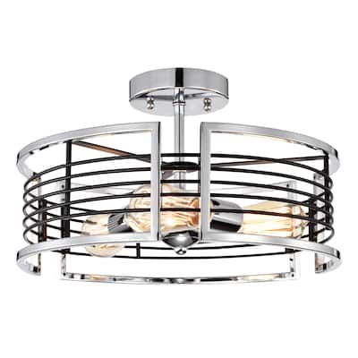 3-light Chrome Semi-Flush Mount