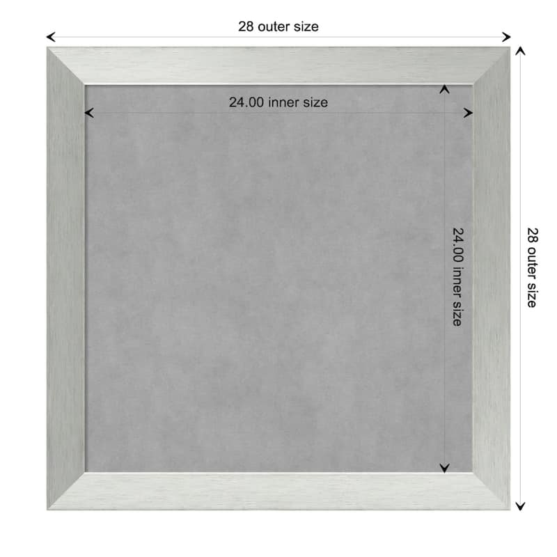 Amanti Art Brushed Sterling Silver Framed Magnetic Board - Board Size 24x24