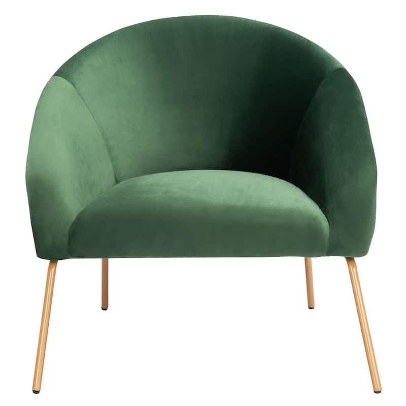 SAFAVIEH Made Glam Velvet Accent Chair - 32.3" W x 29.5" L x 30" H - 32Wx30Dx30H - Malachite Green/Gold