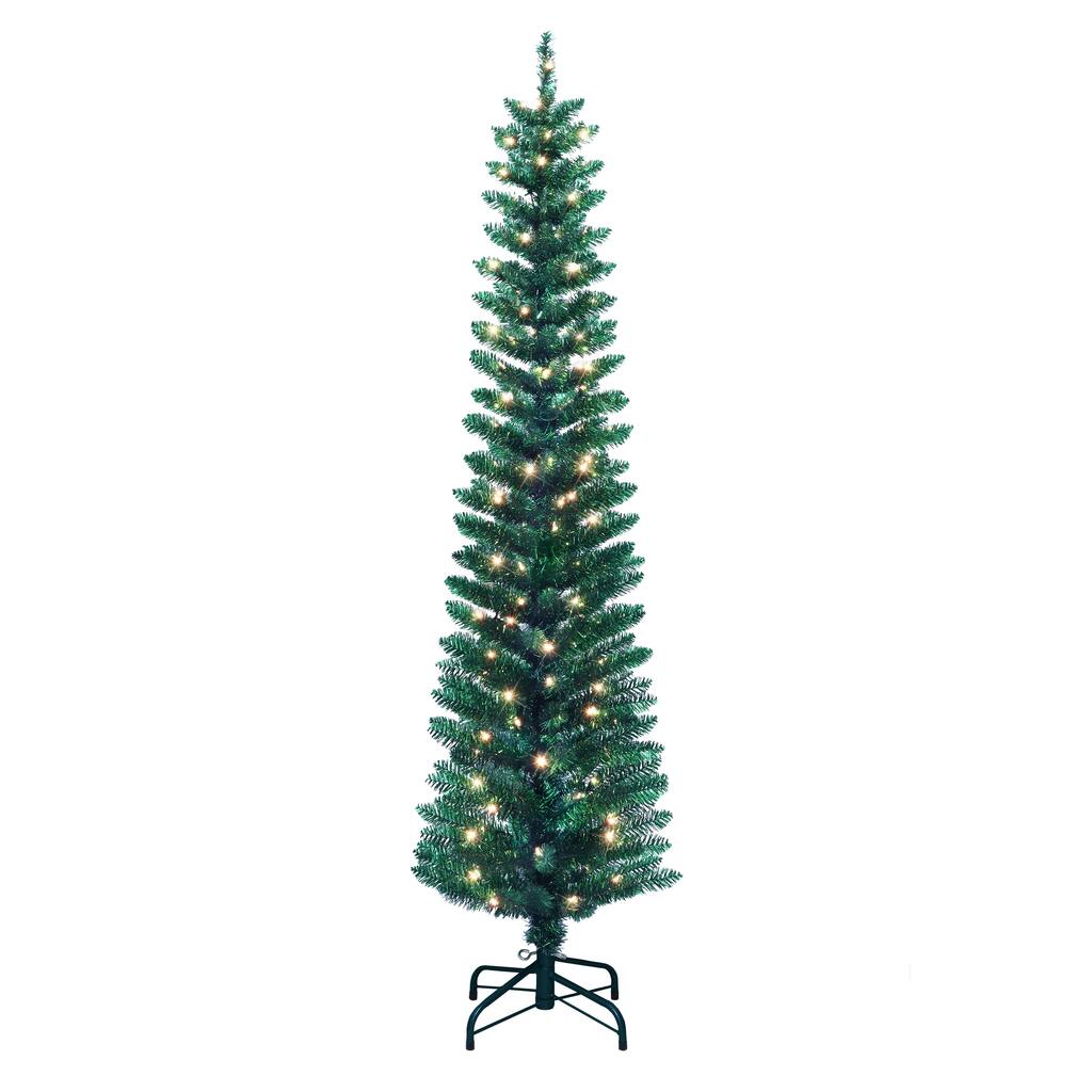 Puleo International 6 ft. Pre-Lit Green Tinsel Artificial Tree