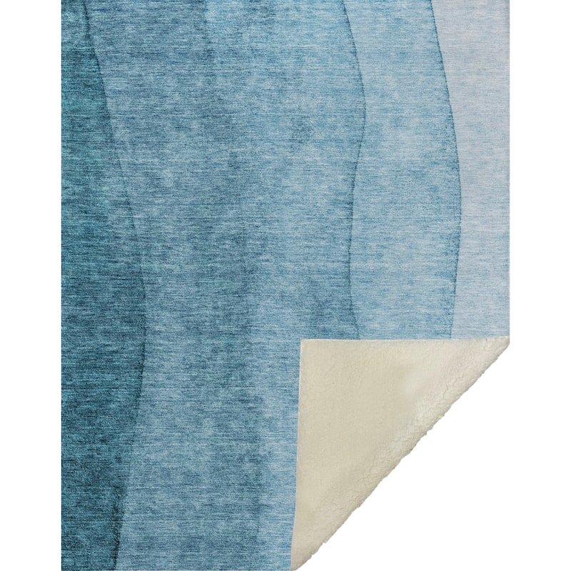Premium Machine Washable Contemporary Ombre Sherpa Throw Blanket