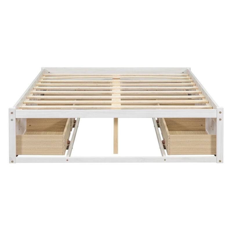 Full Size Platform Bed with 6 Storage Drawers