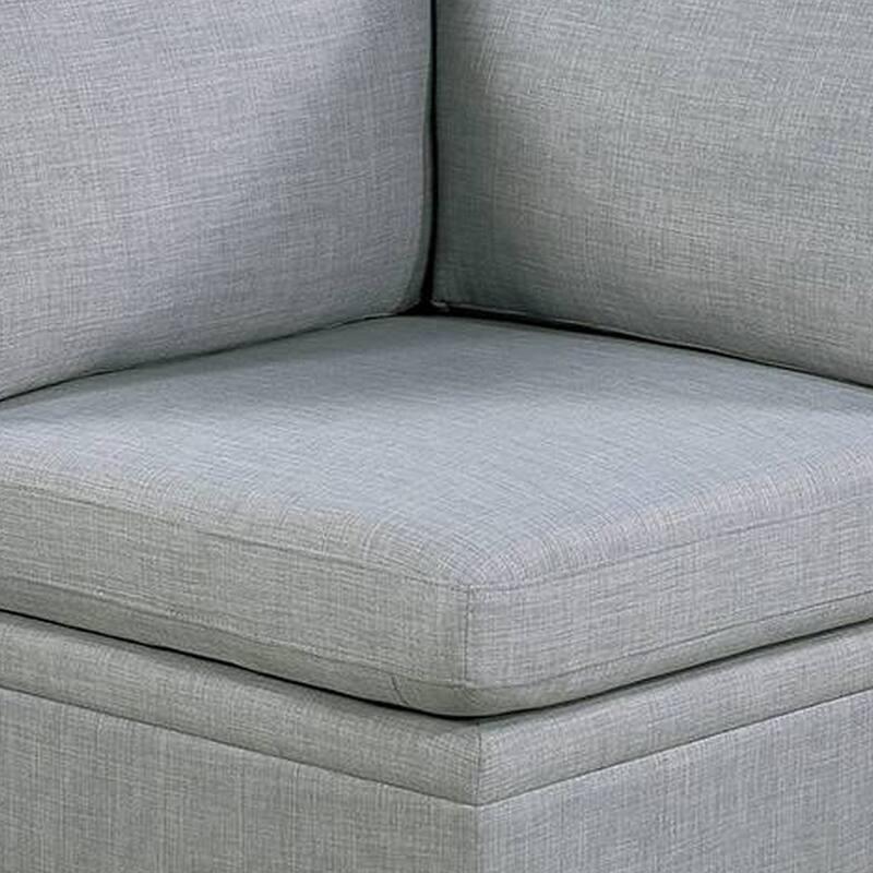 Gimy 37 Inch Modular Corner Sofa Chair, Light Gray Dorris Fabric, Wood