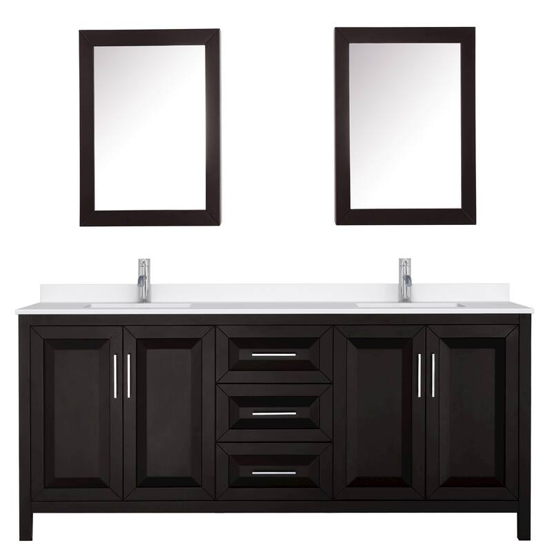 Daria 80-inch Double Vanity, Single Hole Quartz Top, Med Cabinets