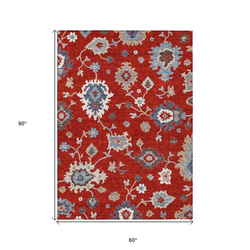 HomeRoots Floral Traditional Rectangle Outdoor Rug