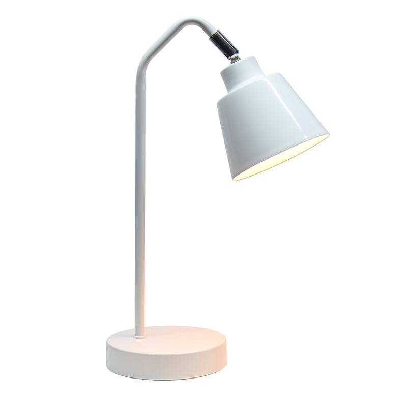 Adjustable Head Desk Lamp with Cone Shade - 16" - White