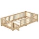 preview thumbnail 65 of 109, Pine Wood Floor Bed with Safety Guardrails and Door for Kids, Boys, Girls, Bedroom