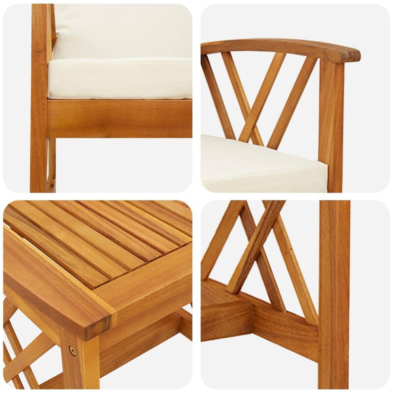 vidaXL Patio Furniture Set Patio Table and Chairs Dining Set Solid Acacia Wood - 23.2 x 26.4 x 32.7 in