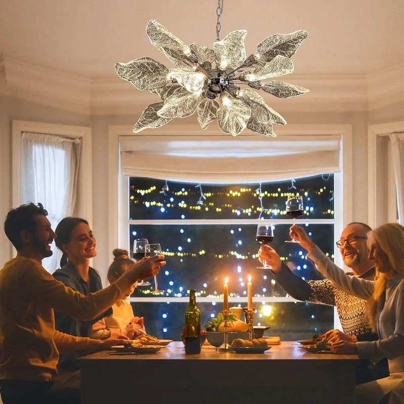 KAYLA D31.5" 18-Light Modern Chandelier, Bionic Leaf Chandelier - 31.5in
