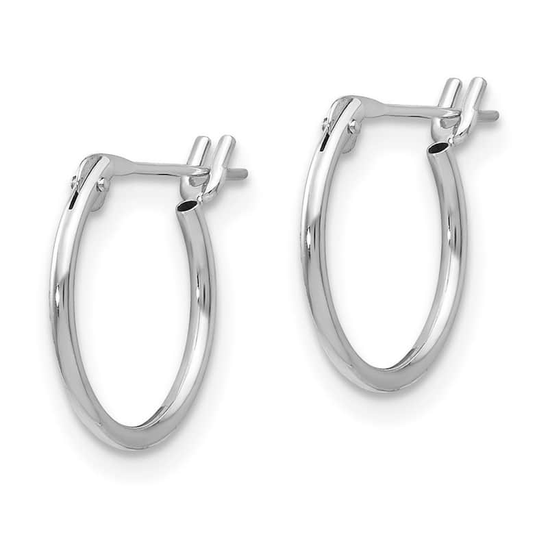 Curata 14k White Gold Polished 1x9mm Hoop Earrings
