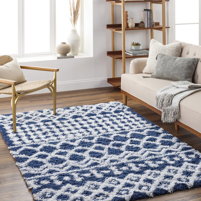 Livabliss Urban Shag Bohemian Tribal Area Rug - 5' 3" x 7' 3" - Deep Blue