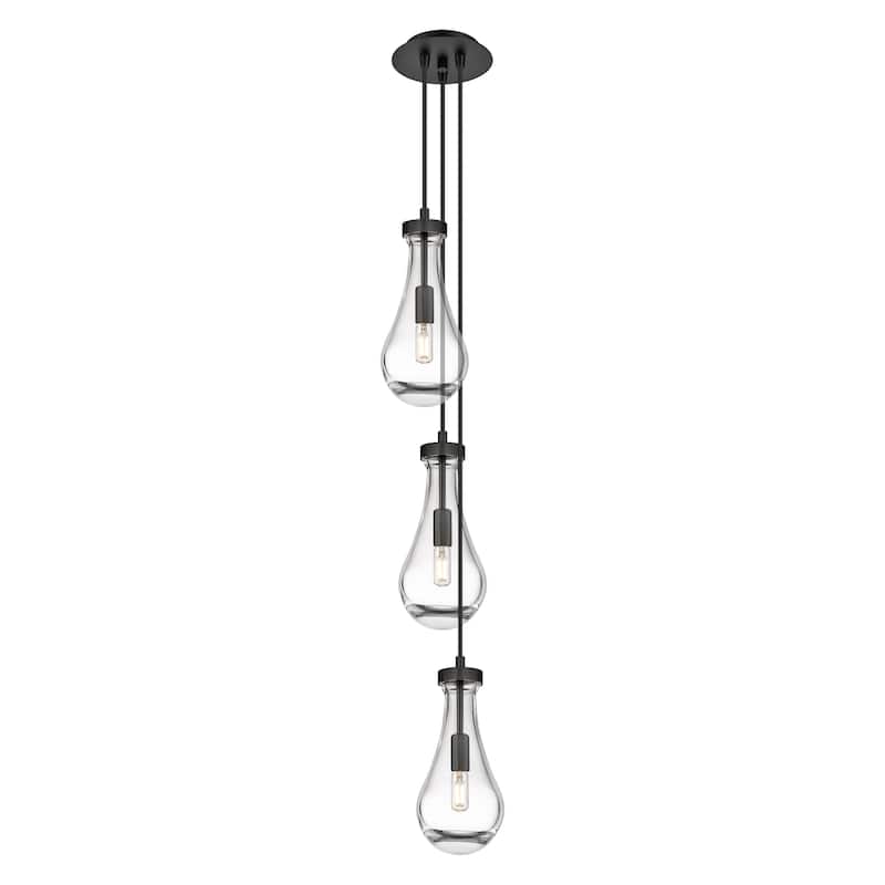 Innovations Lighting Malone - 6 Light 6" Cord Hung Multi Pendant - 6" Canopy - Clear/Matte Black