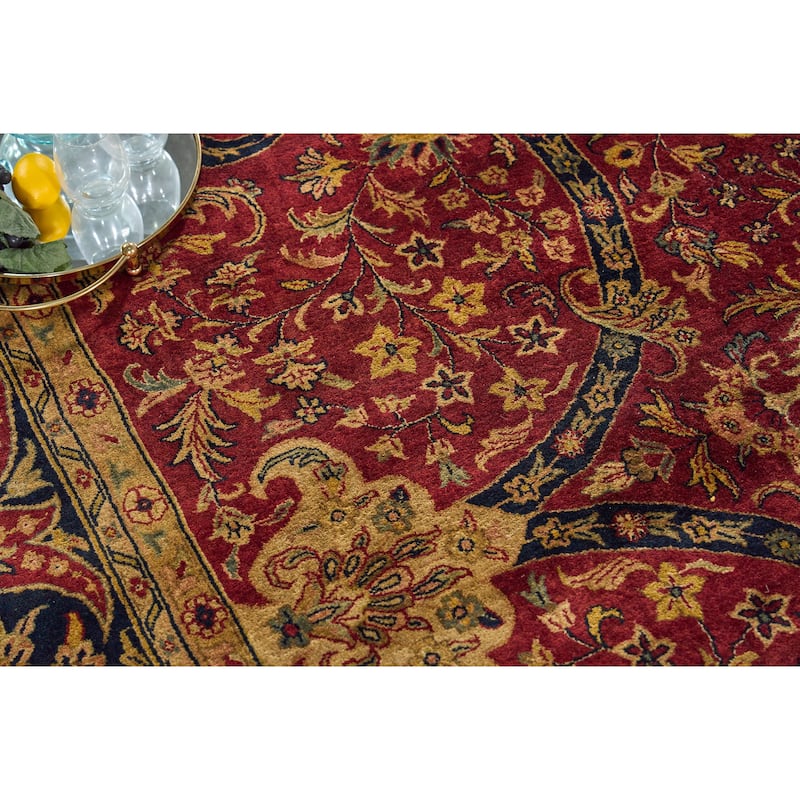 EXQUISITE RUGS ONE-OF-A-KIND Super Fine Kashmir Kashan Collection Hand Knotted Red Rug - 10'x14' - 10'0"x14'0"