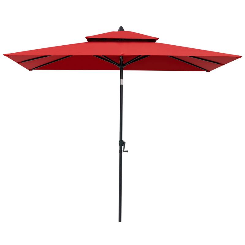 10 x 6.5 FT Rectangular Double Top Patio Market Umbrella with Tilt & Crank