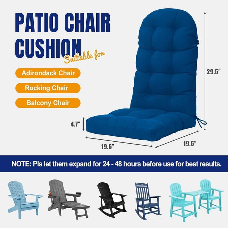 WINSOON 49x20x5 Inch Adirondack Chair Cushion Set of 2, Thickened and High Back Chair Cushion