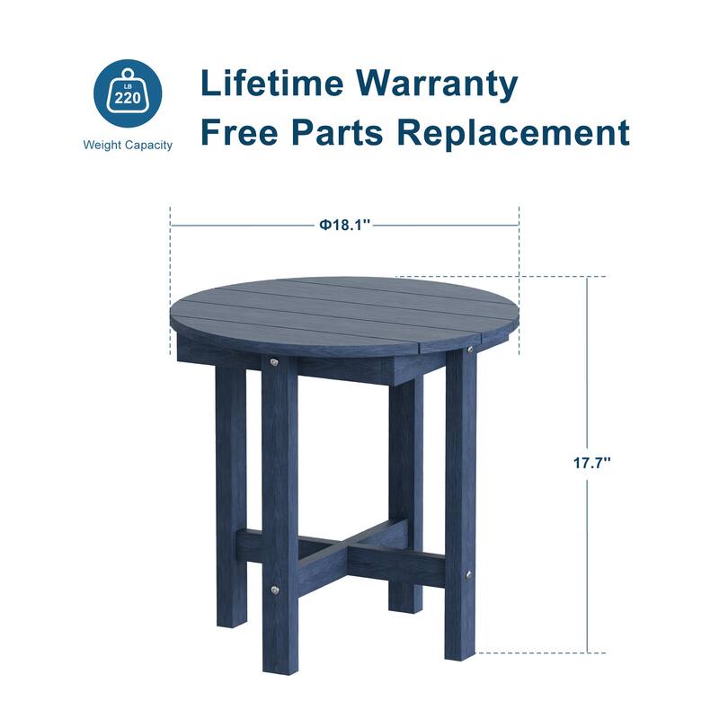 HDPE Outdoor Side Table, 220 lbs All-weather Patio End Table