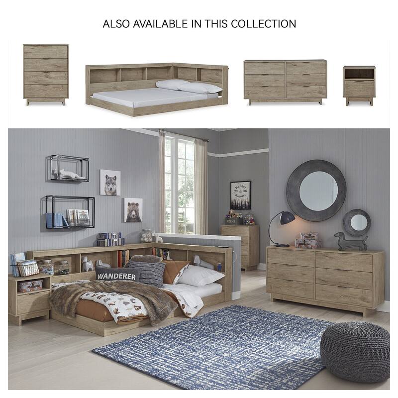 Oliah Natural Bookcase Storage Bed