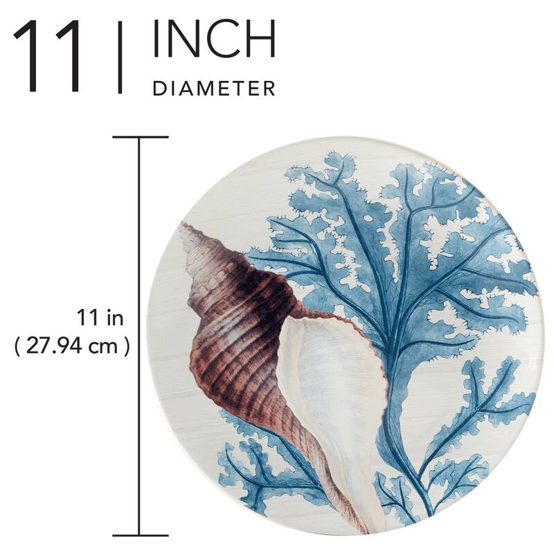 Certified International Beyond the Shore Set of 4 Dinner Plates - 11" Diam x 1"