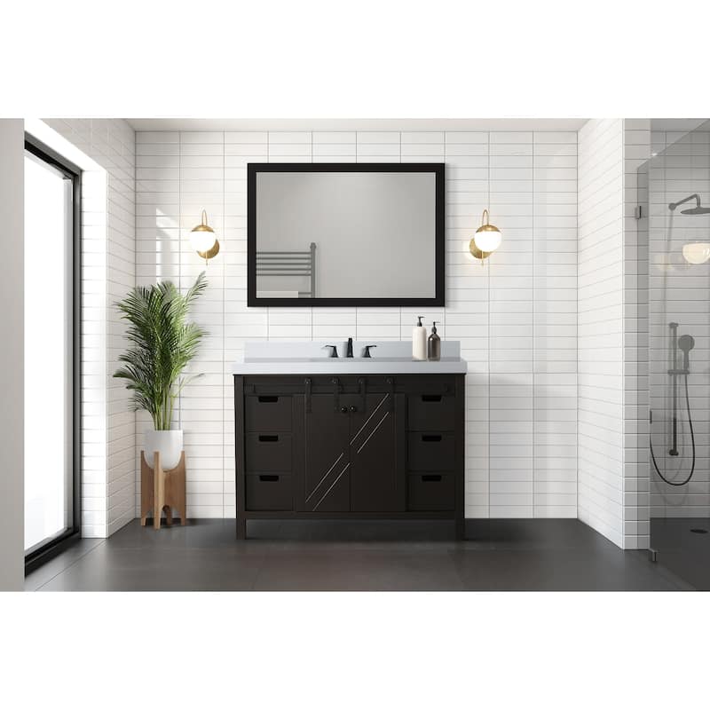 Marsyas 48 in W x 22 in D Brown Bath Vanity, Cultured Marble Countertop, Faucet Set and 44 in Mirror