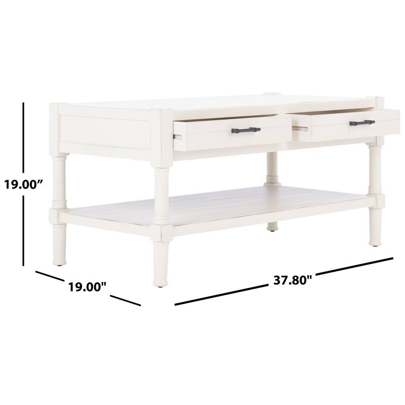 SAFAVIEH Alene 2-Drawer Bottom Shelf Coffee Table - 37.8" W x 19" L x 19" H - 38Wx19Dx19H