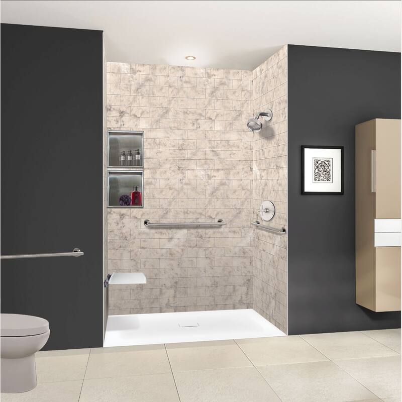 Transolid FZS6040C-09 60-in L x 39.4-in W Zero Threshold Center Drain Shower Base, Black - 60-in L x 39.4-in W
