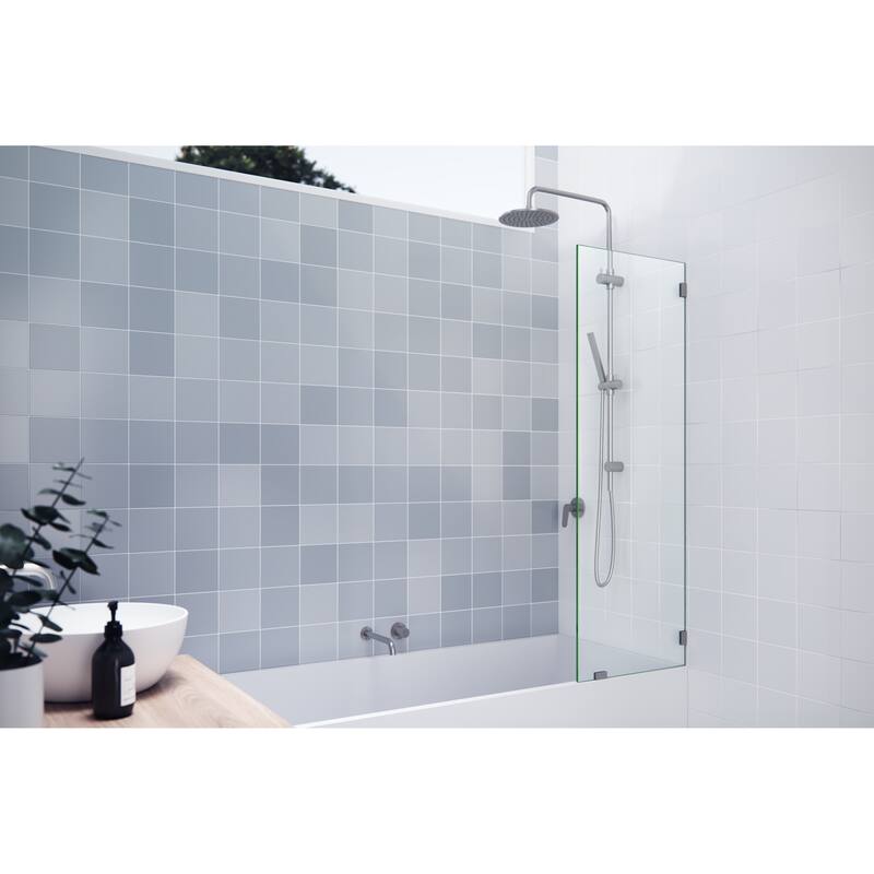 Glass Warehouse 58.25" x 20" Frameless Shower Bath Fixed Panel