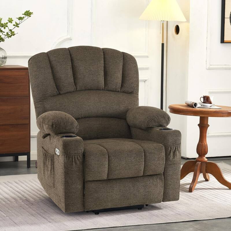 MCombo Power Lift Recliner Chair, Massage and Heat for Elderly, Extended Footrest,Cup Holders, USB Ports 7095