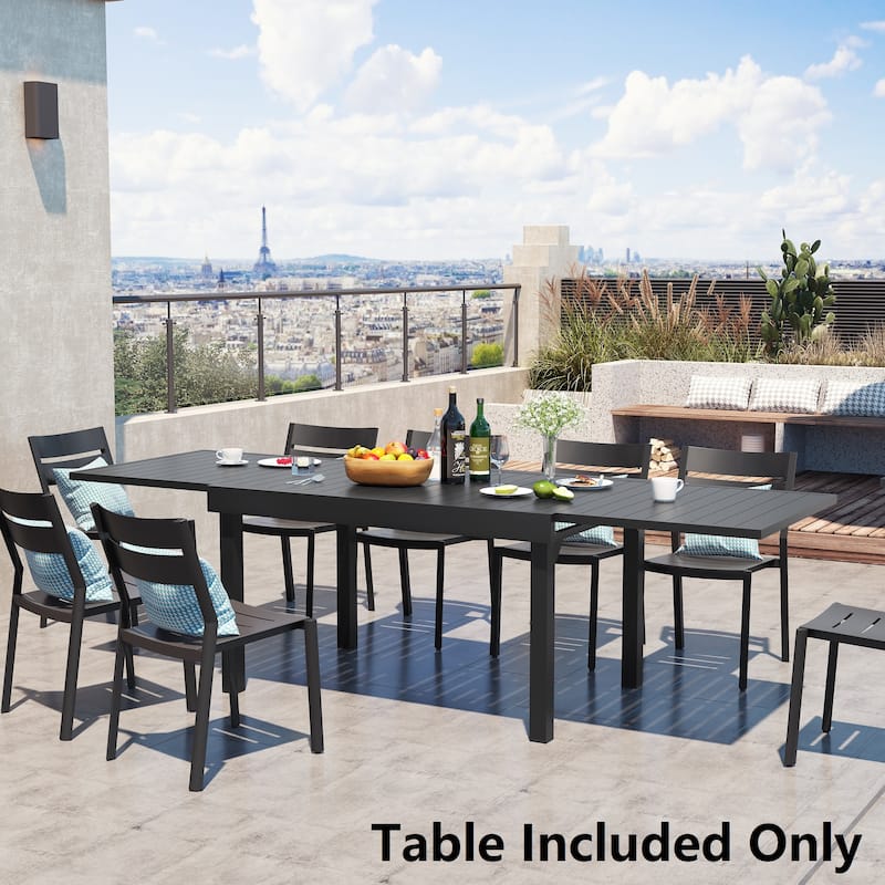 Outdoor Aluminum Expandable Patio Dining Table Adjustable Extension Leaf for 6/8/10 Person